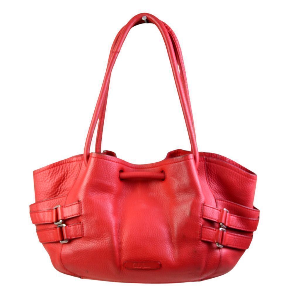 ROOMY LARGE Cole Haan RED GENUINE LEATHER BELTED TOTE SHOULDER BAG HANDBAG PURSE